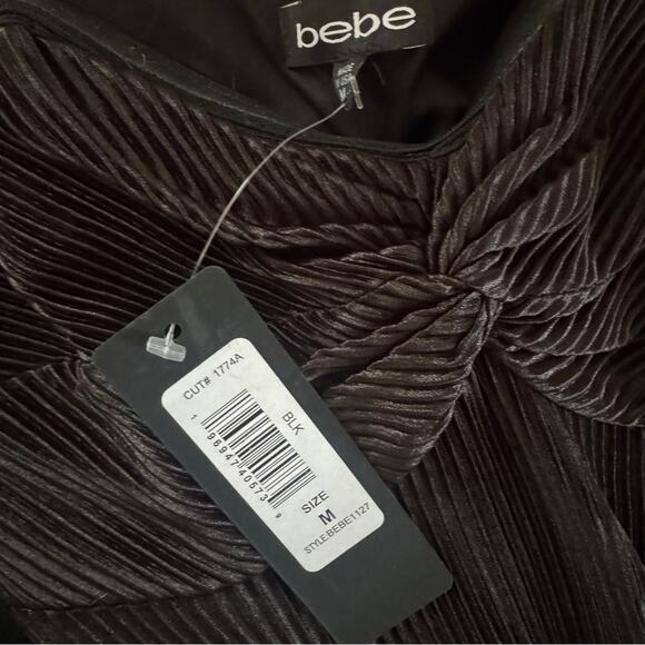 NEW BEBE PLISSÉ STRAPLESS DRESS IN BLACK, MEDIUM - Picture 4 of 8